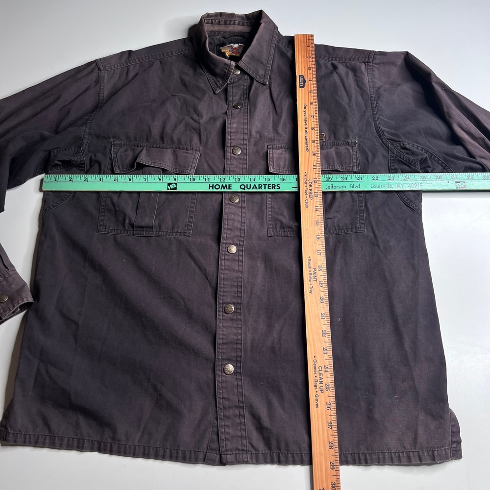Harley-Davidson Mens Large Black Ripstop Cotton Snap Front Long Sleeve Shirt L - Picture 4 of 9